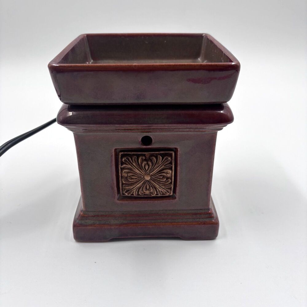 Tuscany Electric Wax Warmer Tabletop Brown Ceramic Fragrance Burner Bulb Incl
